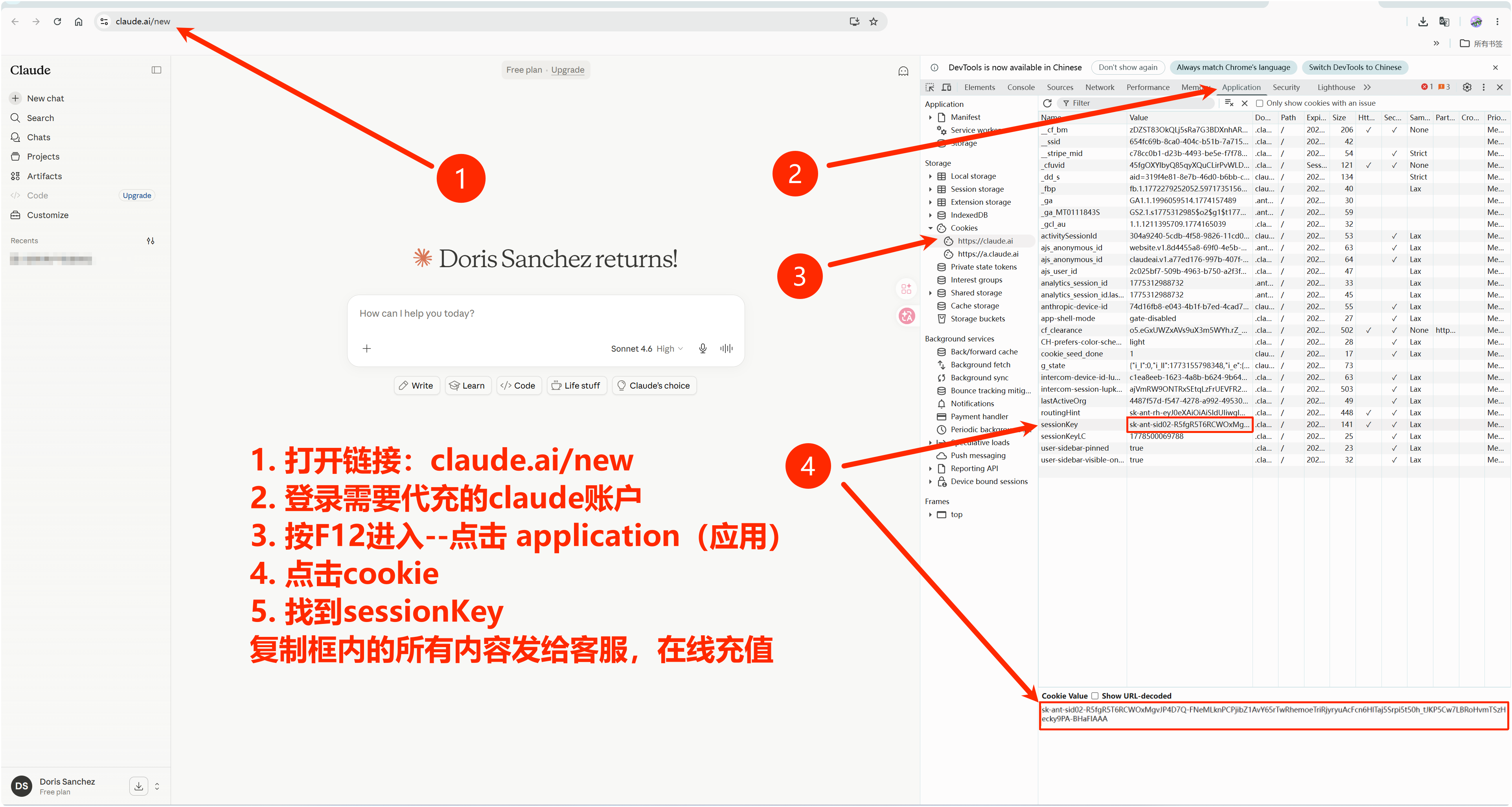第二步：F12 提取 sessionKey